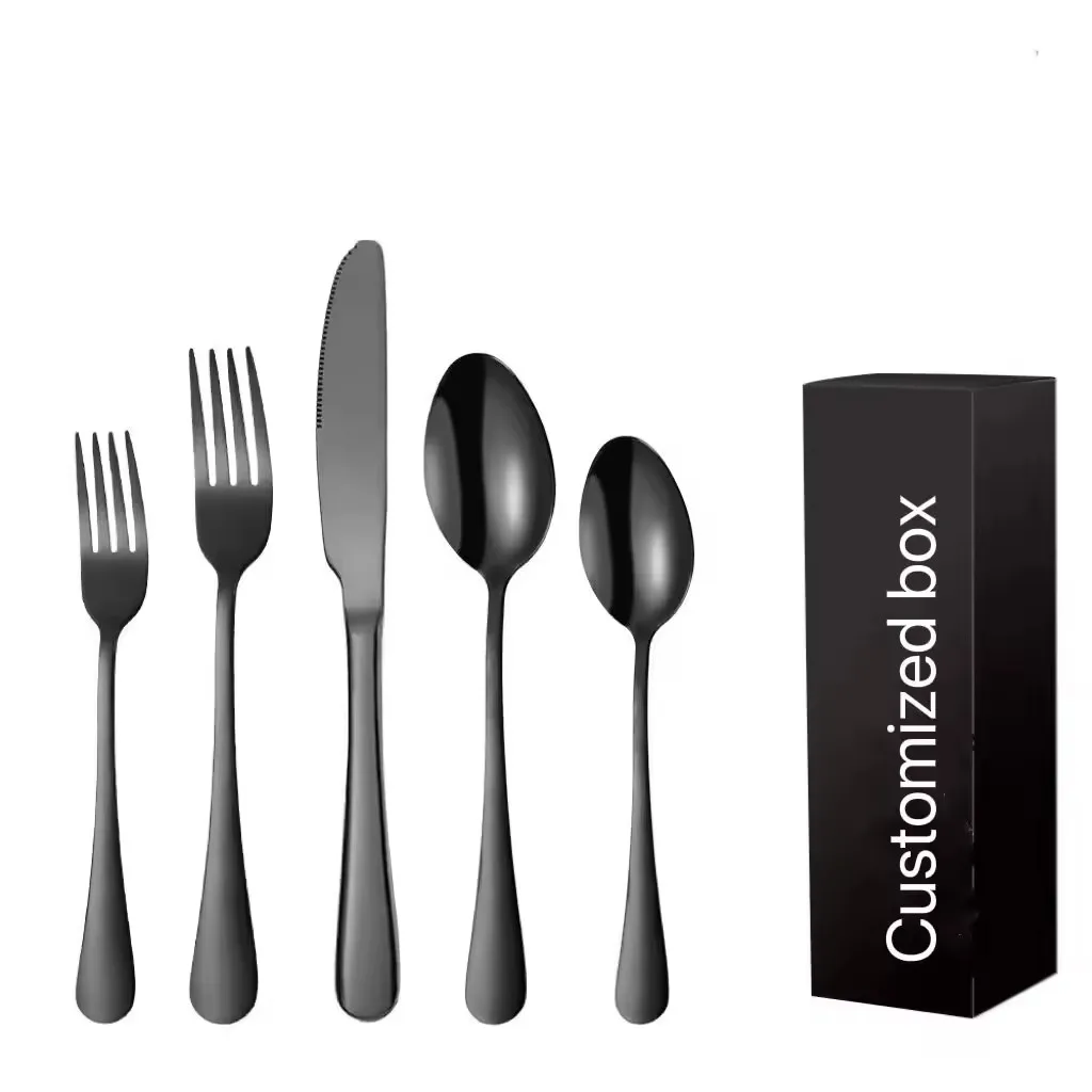 Dishwasher Safe Gold Tableware stainless steel 410 430 18/0 cutlery Knife Fork Spoon Set Flatware Set with gift box