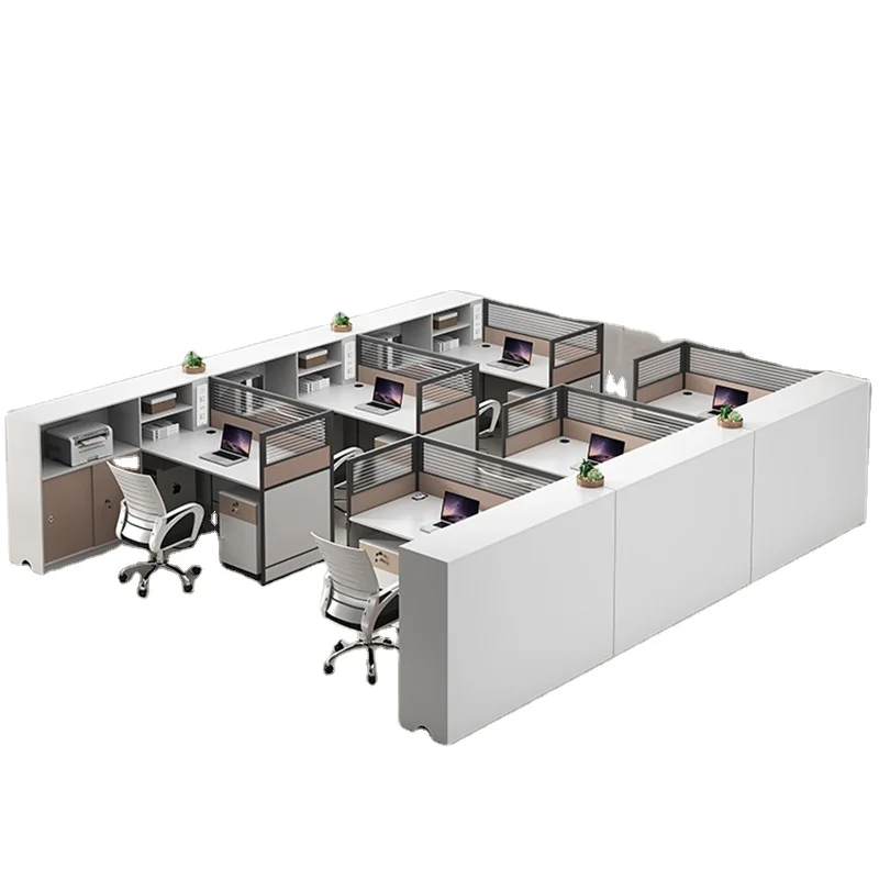 Factory direct sale modern modular office furniture workstation screen partition baffle 2 4 6 people desk combination