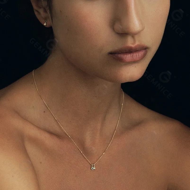 Gemnel daily look blue sapphire pendant 925 sterling silver diamond gold choker women jewelry necklace