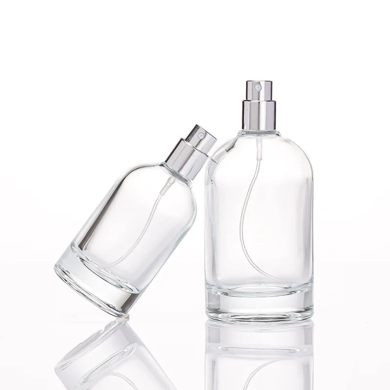 Custom Round Empty Clear Fragrance Glass Perfume Bottle 30ml 50ml 100ml Perfume Spray Glass Bottles With Cap
