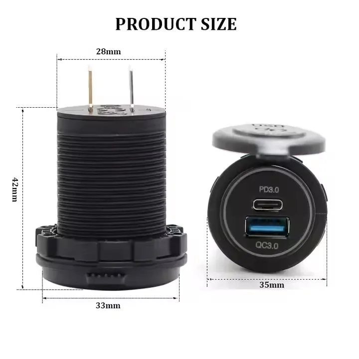 Usb C Pd 12V Install Usb Port In Car Fast Charging 2 Ports Qc 3.0 And Type C Pd Dc 12V-24V Dual Usb Power Socket Outlet