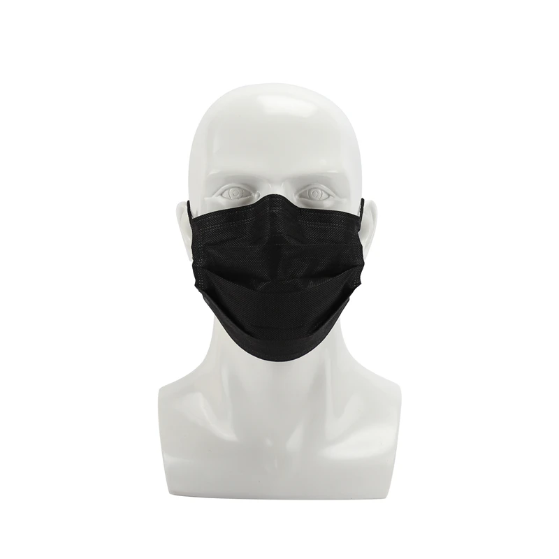 Anti Dust Black Face Mask Non-woven Earn loop Disposable Face Mask 50pcs/box Cotton Mask Black