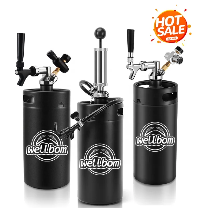 Customizable Logo Matte Black Growler Barrel 2L/3.6L/5L Single Wall Vacuum Beer Keg with Tap System