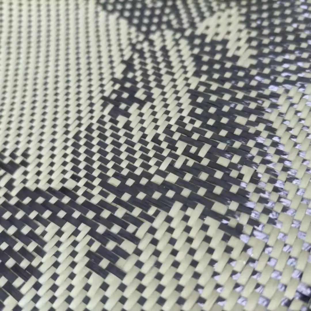 Yellow and black camouflage pattern carbon fiber cloth aryl carbon mixed kevlar jacquard braided multi-color optional