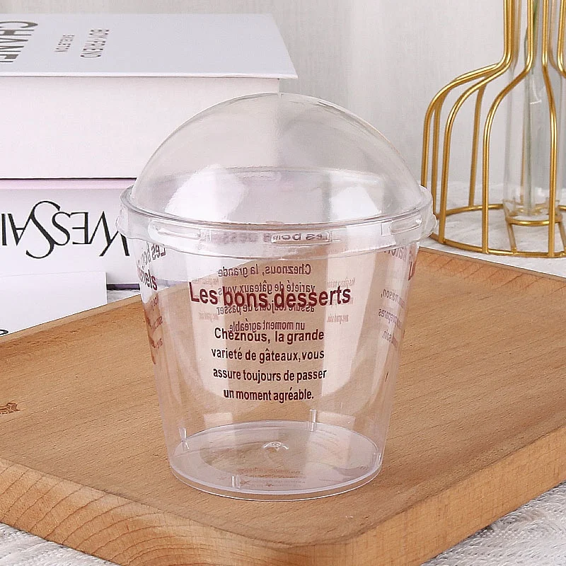 Disposable Ice Cream Yogurt Mousse Cup Plastic Jelly Pudding Dessert Cake Cup Round Cup with Dome Lid