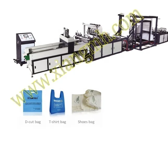 600 three functions high speed Automatic Multi functional Non Woven Fabrics D cut t shirt shoes vest Making Bag Machine