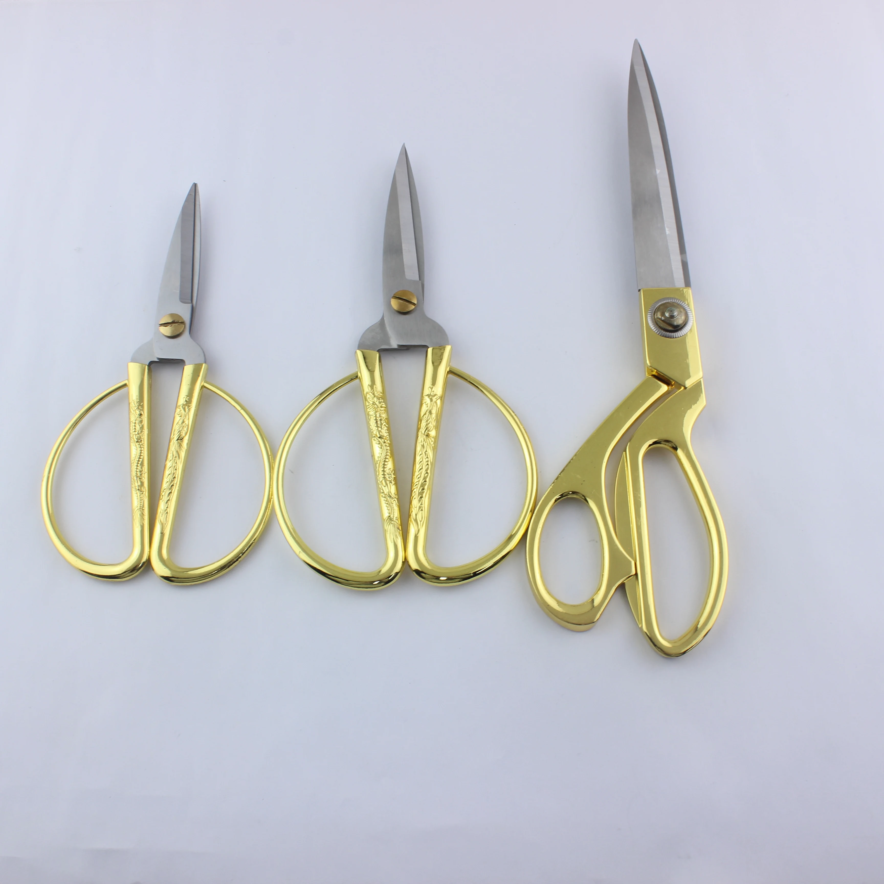 Tijeras dorada Stainless Steel Dragon Relief Design Shear Multi functional Cutting craft tailoring Golden sewing scissors