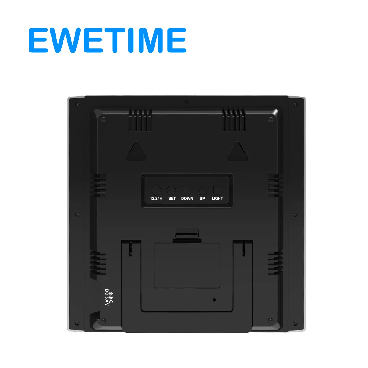 EWETIME LED Display Table Clock with Thermometer and Hygrometer Decoration Square Large Screen Backlight Modern