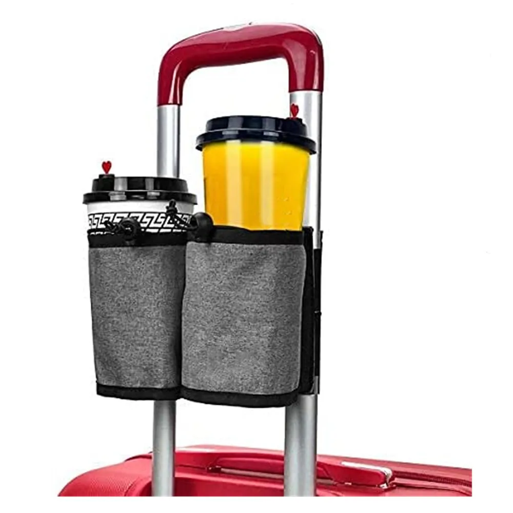 Luggage Travel Drink Bag Cup Holder Free Your Hand for Drink Beverages Coffee Fits All Suitcase Handles