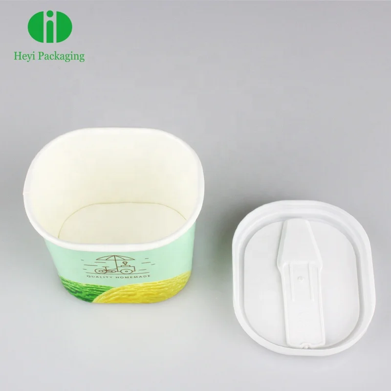 disposable custom design Square shape paper  Ice Cream Cup