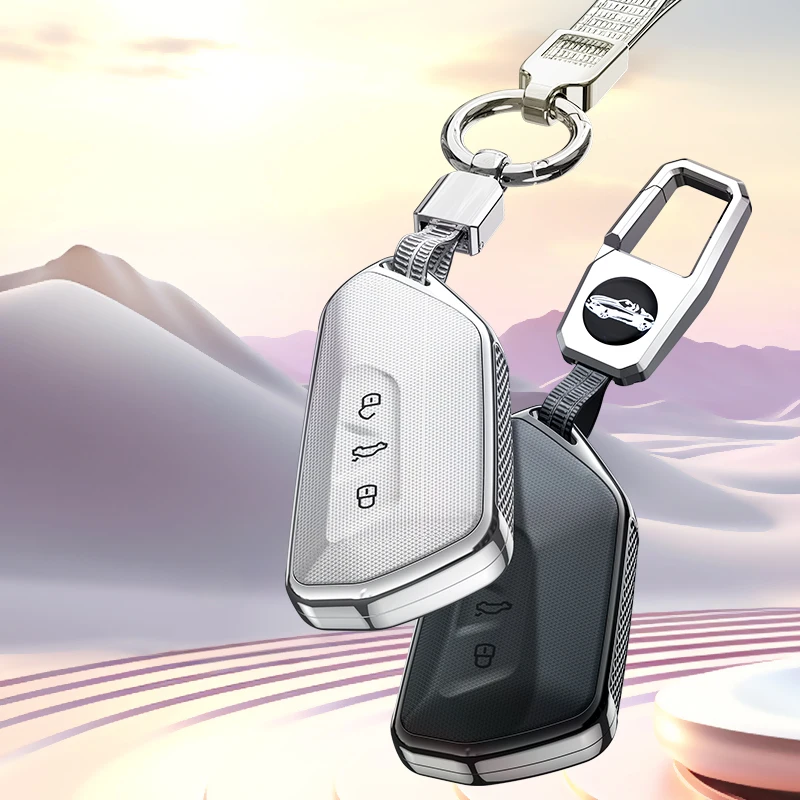 Full Cover ABS Shell Remote Key Case for Volkswan Golf 8 with Keychain Fob Customizable Metal Car Protection Key Cover