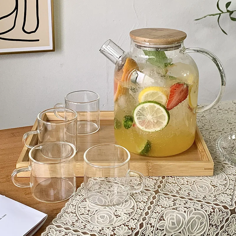 Handmade Stovetop Safe High Borosilicate Glass Heat Resistant Teapot Glass With Bamboo Lid