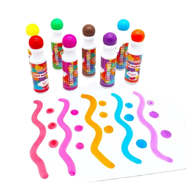 
Amazon Hot Sale 8 Colors 60 ml Dot Markers Kit Water Based Non Toxic Washable Art Dot Markers 