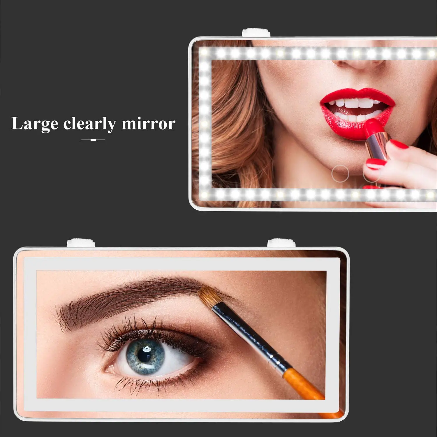 car vanity mirror Makeup Smart luminous Light Adjustable 3-colors Light Rechargeable Car Visor Vanity Mirror 5x