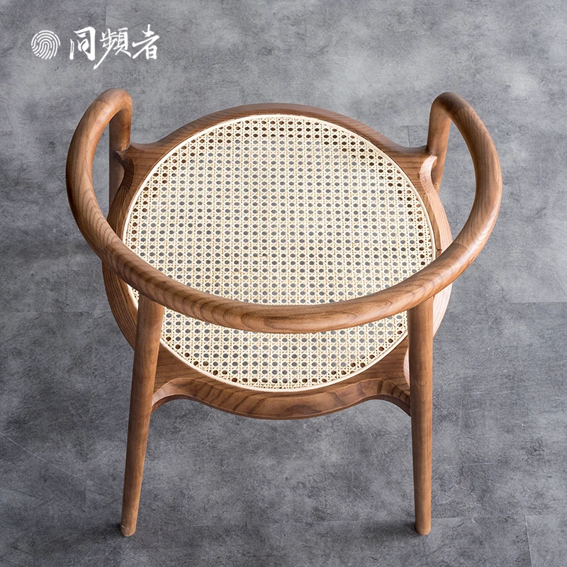 TPZ035 Round Armchair Elegant Living Room Chair Modern nordic style restaurant home furniture solid wood rattan dining chair