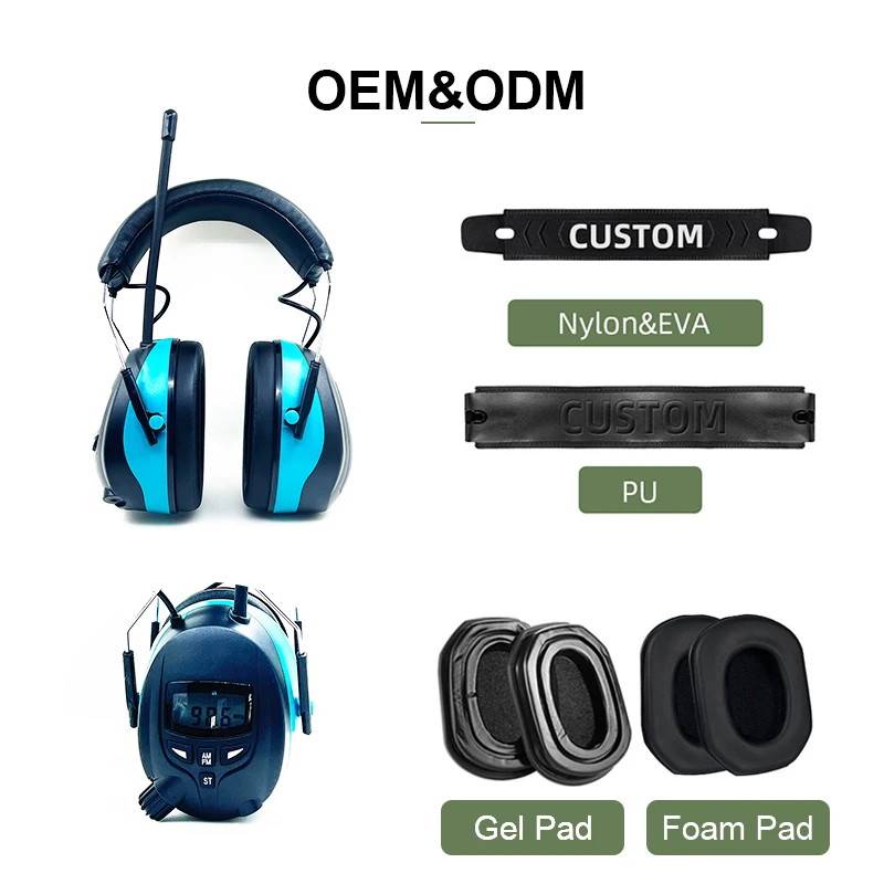 GS181M Adult Hearing Protection Filters Noise Cancelling Ear Muffs Defender Electronic Soundproof Earmuffs with Dab Radio