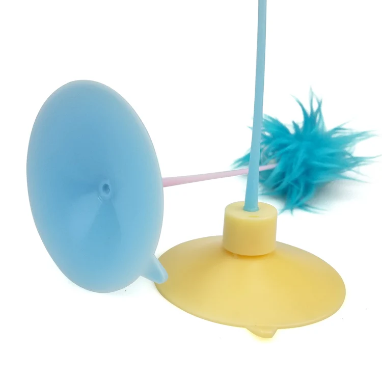 Scratcher cat toy suction cup with pom pom interactive cat sticks toys
