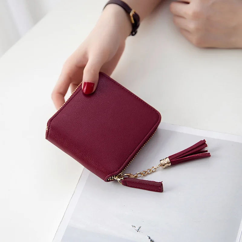 Wholesale Ladies Travel Purse Fashion Girls Wrist PU Zipper Mini Small Leather Women Wallets