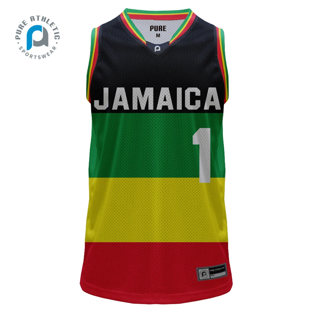 PURE Cheap basketball jerseys with green yellow red color basketball jerseys uniform singlets sublimation