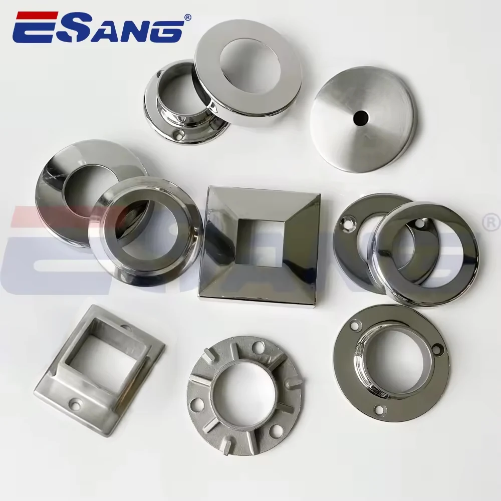 ESANG Balustrade Fittings Stair Railing Post Base Cover Stainless Steel Handrail Pipe Flange Cover
