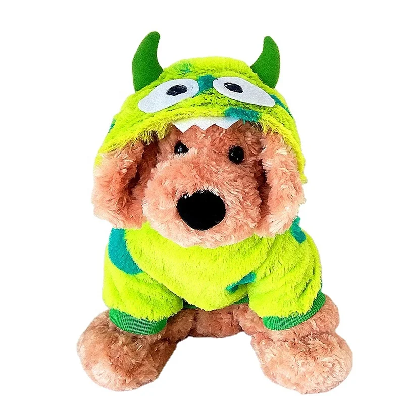 
Fancy cute green dot small dog designer cloths clothes pet winter warm pet hoodies 