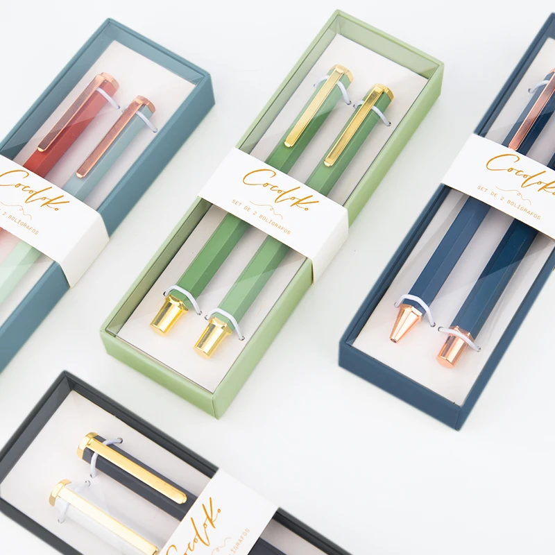 2024 новый подарок, блестящая латунная шестиугольная золотая ручка конфетных цветов, роскошные металлические шариковые ручки с пользовательским логотипом для девочки, подарочная ручка