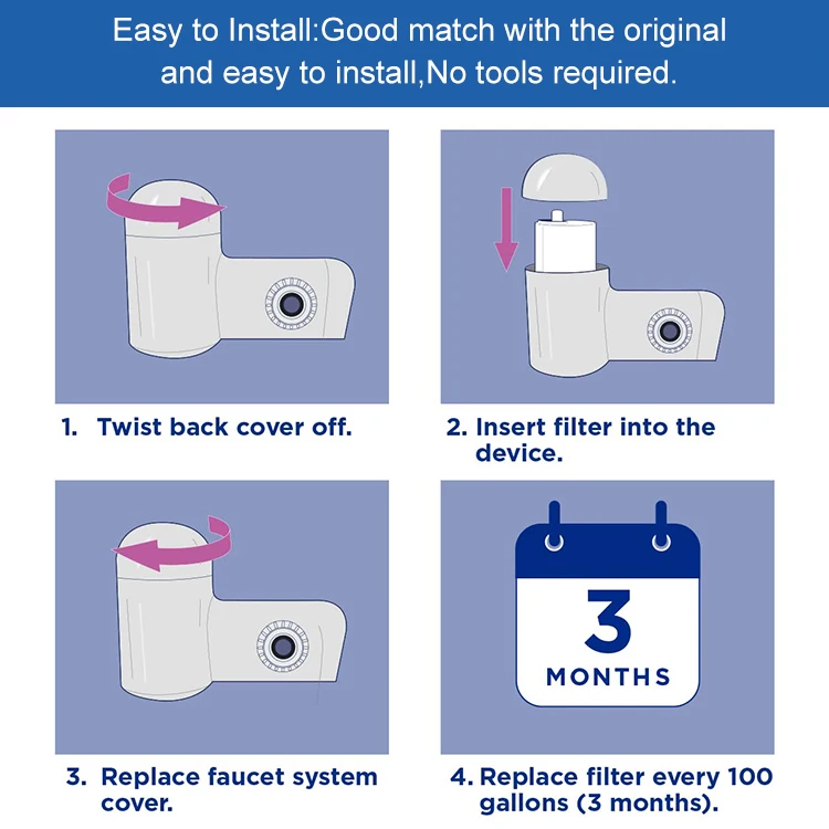 NSF 42 certified carbon block faucet filter reduce heavy metal, chlorine,odor, rust, sediment