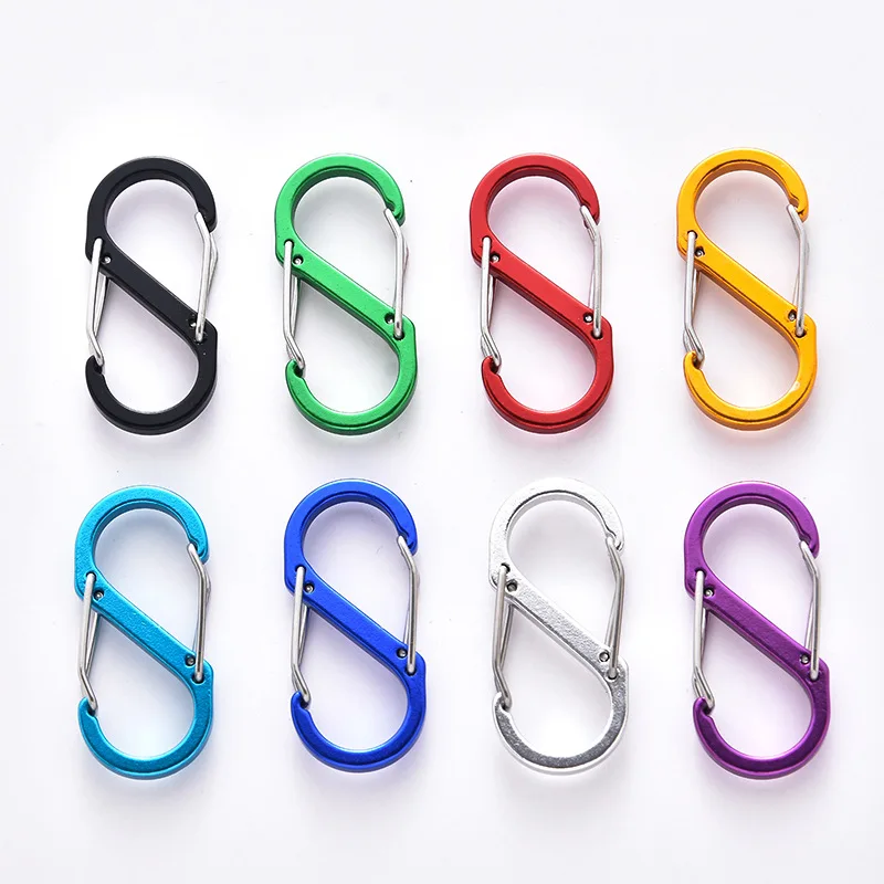 Wholesale 2kn Custom Logo Small Lock Climbing Keychain Snap Hook Safety Heavy Duty Metal Spring Clip Hook Aluminum Carabiner