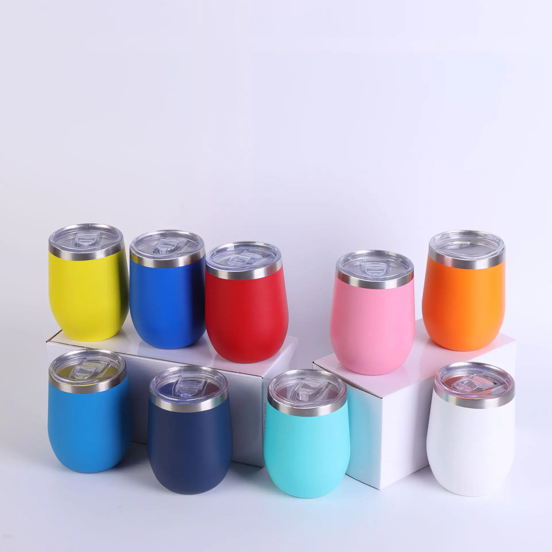 Customized Logo 360ml 12oz 304 Double Walled Stainless Steel Insulated Egg Wine Cup Travel Coffee Mugs Wine Tumbler