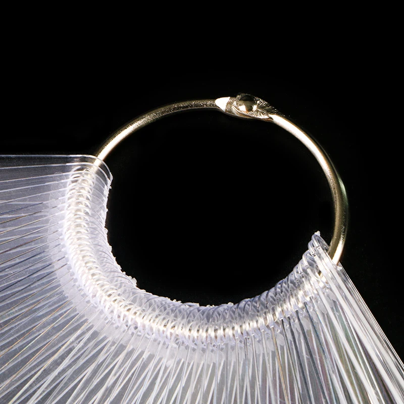 OEM/ODM 50 Tips Fan Shape Plastic Nail Color Display Tips Polish Board Display Practice Sticks with Metal Split Ring Holder