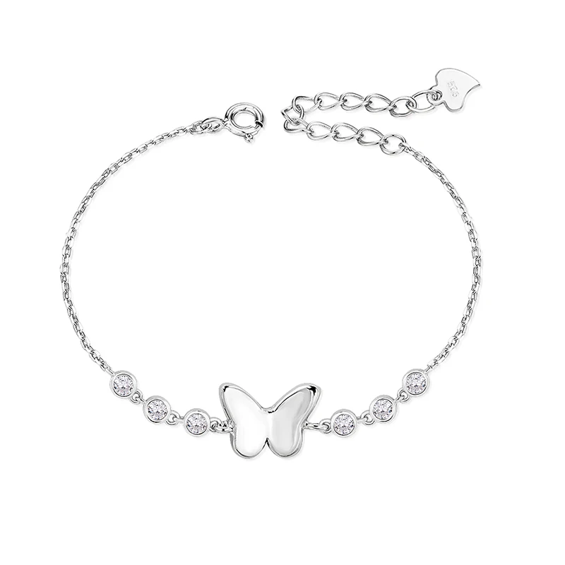 Wholesale heart bead charm bracelet 925 Sterling silver adjustable bracelets for women