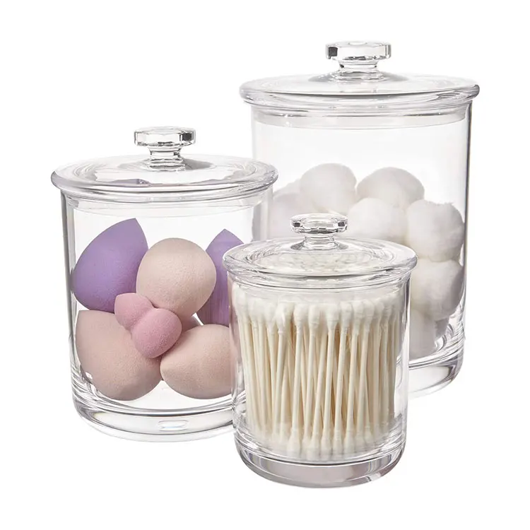 Multipurpose Jewelry & Cosmetic/Makeup Food Storage Organizer Acrylic Plastic Apothecary Candle Jars