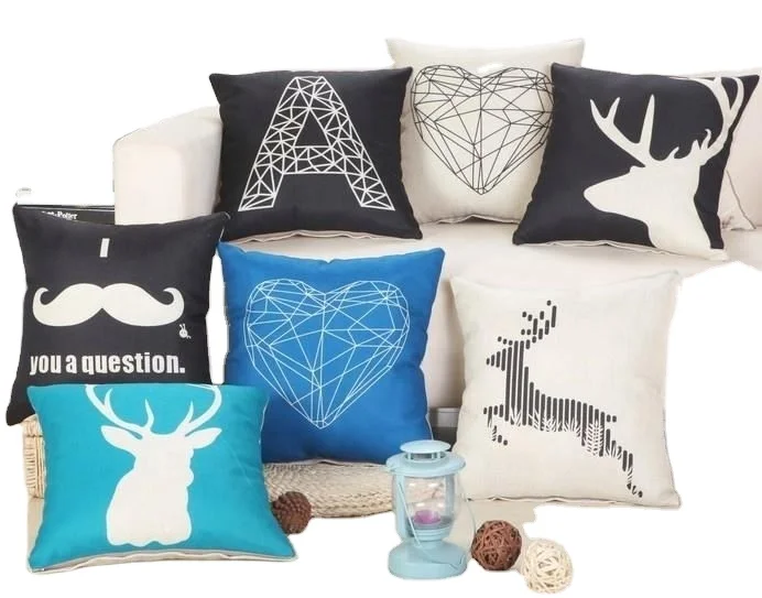 European Heart Affandi Moustache 45X45cm Cotton Linen Pillowcase Cover throw pillow covers Bed Deer Cushions Cover Home Chair