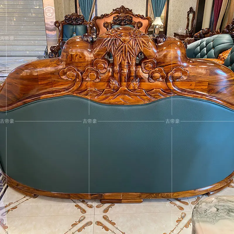 European style ebony wood carved sofa luxury high-end large apartment living room furniture classical sofa