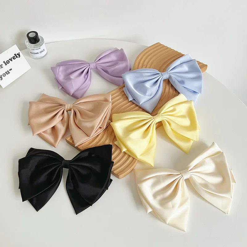 New Oversized Ladies Hair Clips Satin Big Bows Hair Clips Wholesale