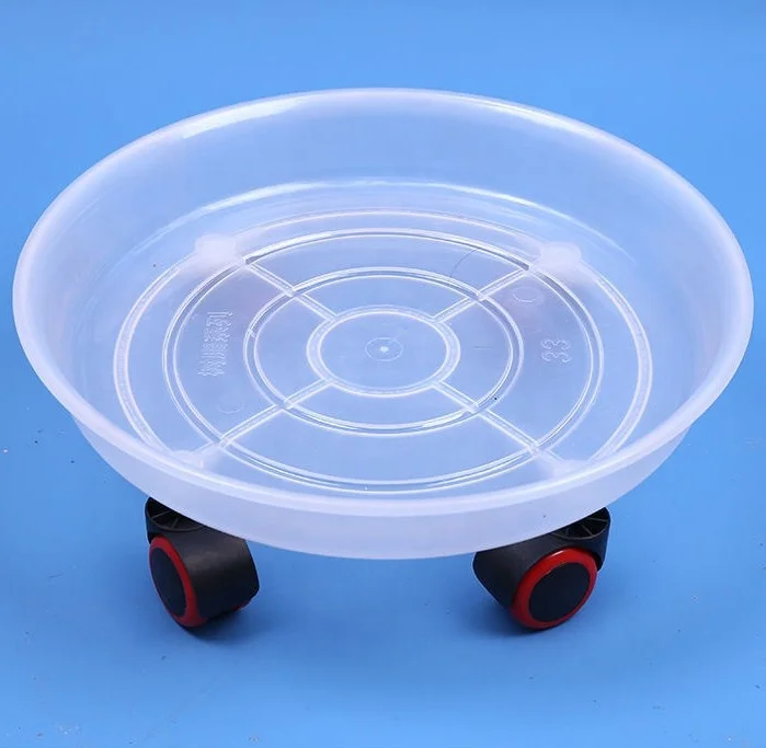 factory thickened resin planter tray universal wheel transparent mobile planter holder with wheel