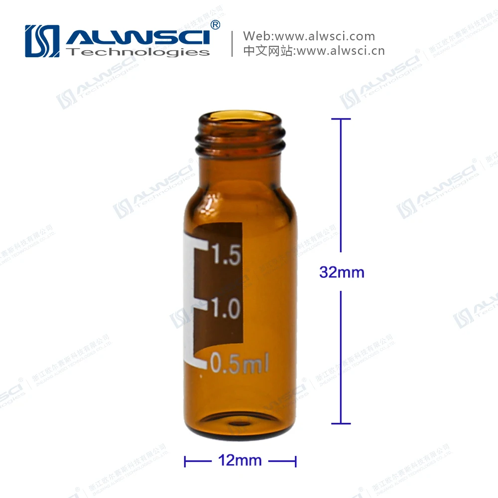 ALWSCI 2mL Clear Glass 12x32mm Flat Base 9-425 Screw Thread Vial with Label.