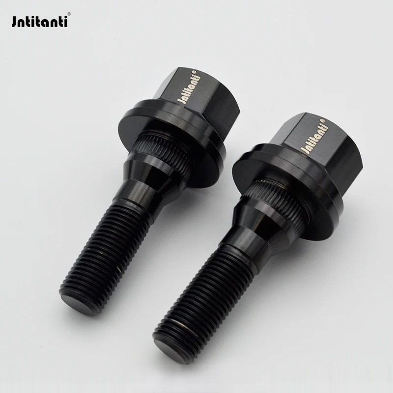 Jntitanti Gr.5 titanium alloy black wheel hub bolts M12X1.25 For Peugeot, Citroen