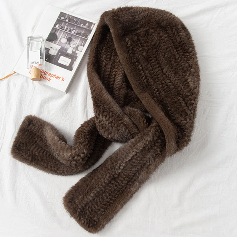 Женская зимняя шаль из натурального меха норки шарф ручной вязки меховые шали с капюшоном норковые шумоглушители хорошего качества