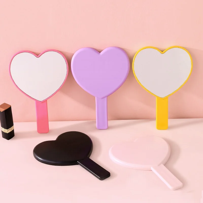 Customized hand mirror Private Label pocket mirror heart-shaped custom logo makeup mirrors for beauty girl