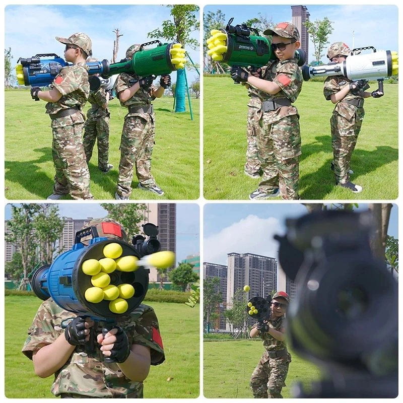 12 Burst Mortar Electric Rocket Launcher Simulation Gatling Mortar shell  Ejecting Realistic Toy Guns Soft Bullet For Kids