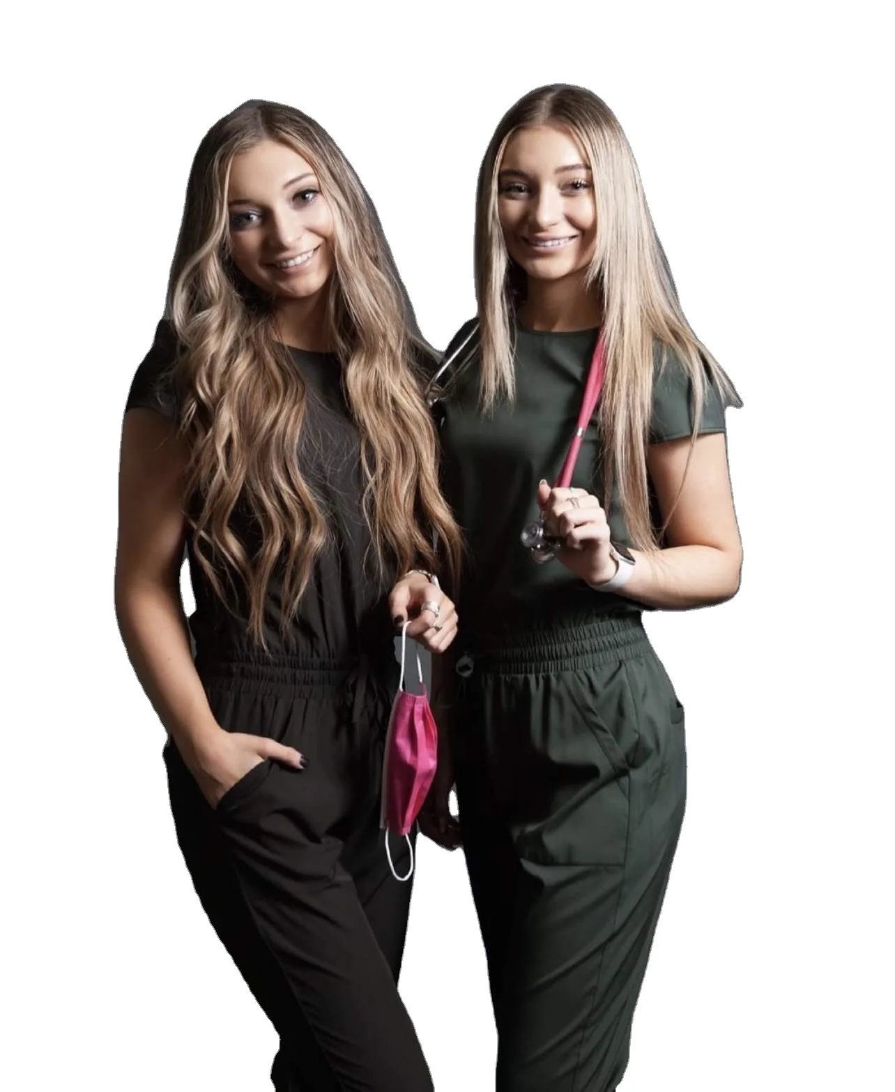 2021 Wholesale Scrubs Uniforms Custom Logo Luxury Scrubs Uniforms Stretch Fit Drawstring Flare Leg Pant