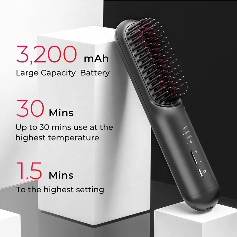 Portable MINI Hair Straightening Comb with USB Rechargeable  Negative Ion Cordless Hot Comb
