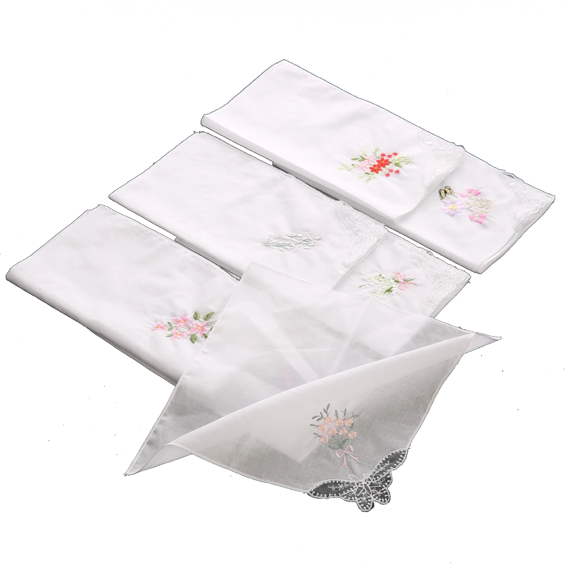 Lace embroidered cotton handkerchief high-grade pure cotton white handkerchief square towel