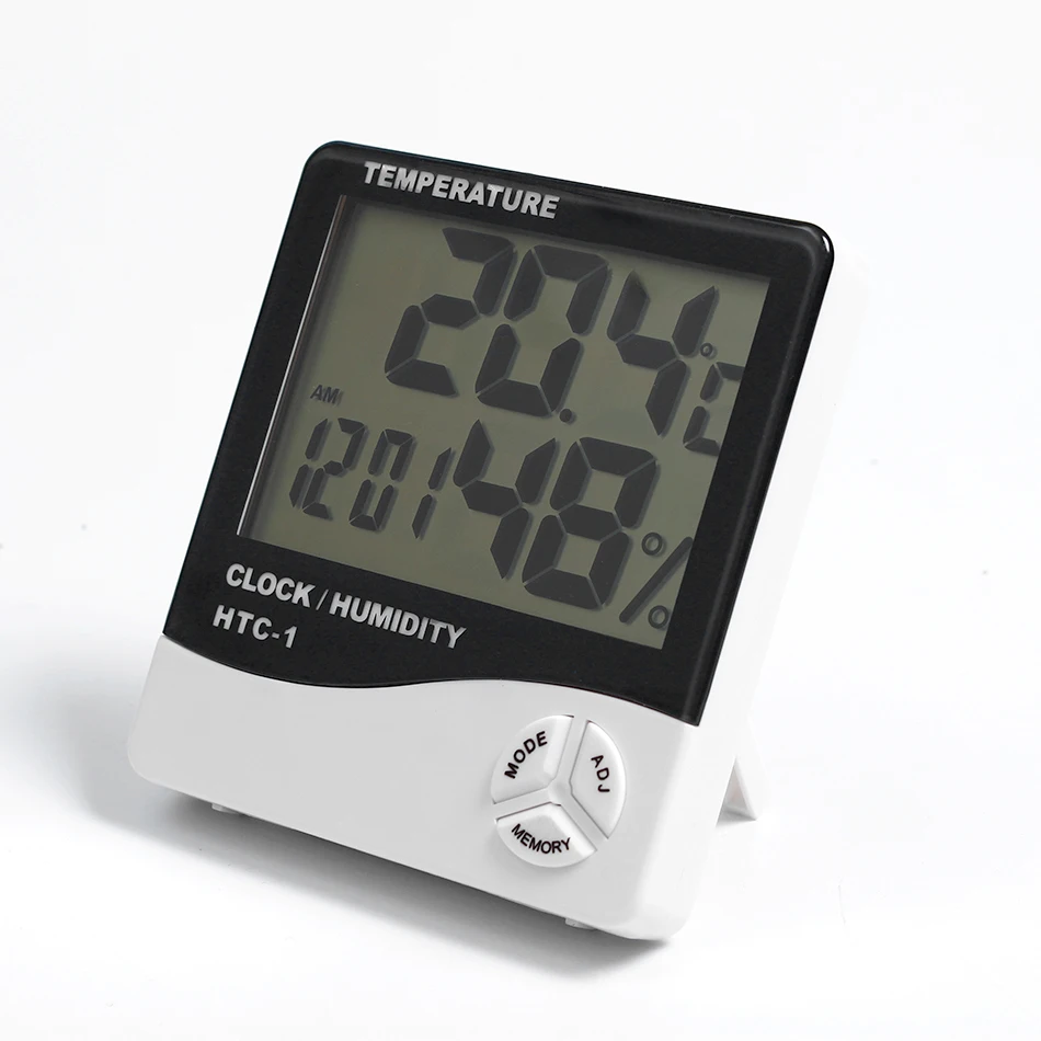 Digital Indoor LCD Thermometer Hygrometer With Timer Alarm Clock Room Temperature Humidity Gauge Meter Instruments HTC-1