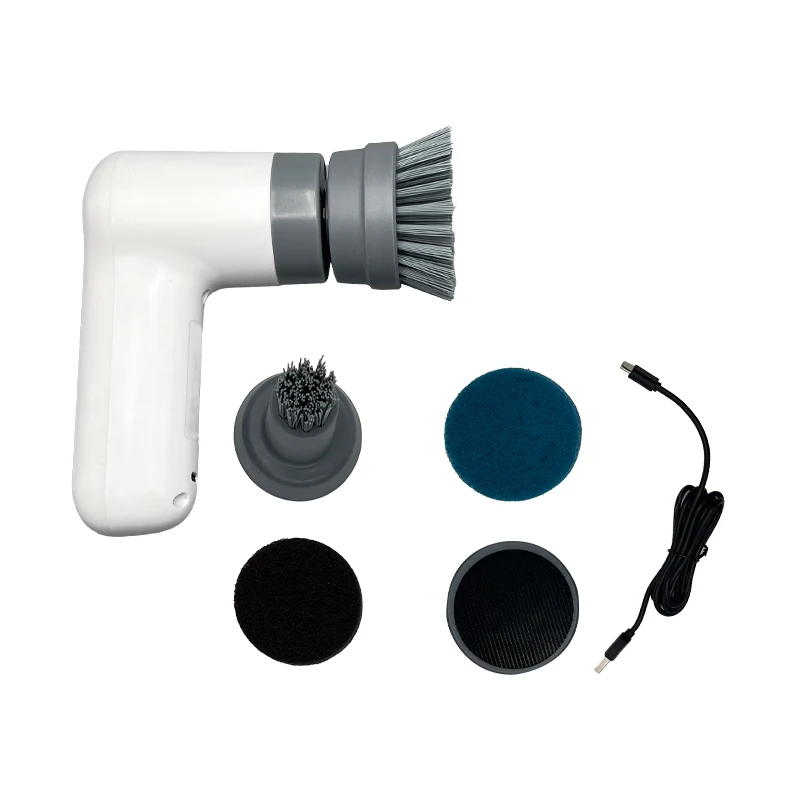 Handheld Electric Cordless 4 Replaceable Brush Heads Waterproof IPX7 Spin Scrubber Brush for Household Cleaning