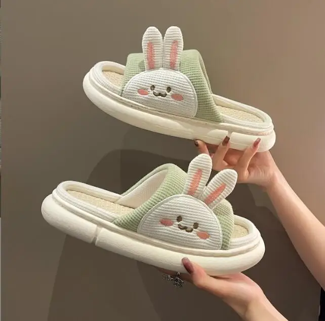 New Unisex Winter Hotel Man And Woman Cotton Fabric Sliders Lady And Men Family Home Flax Material Soft Indoor Slippers