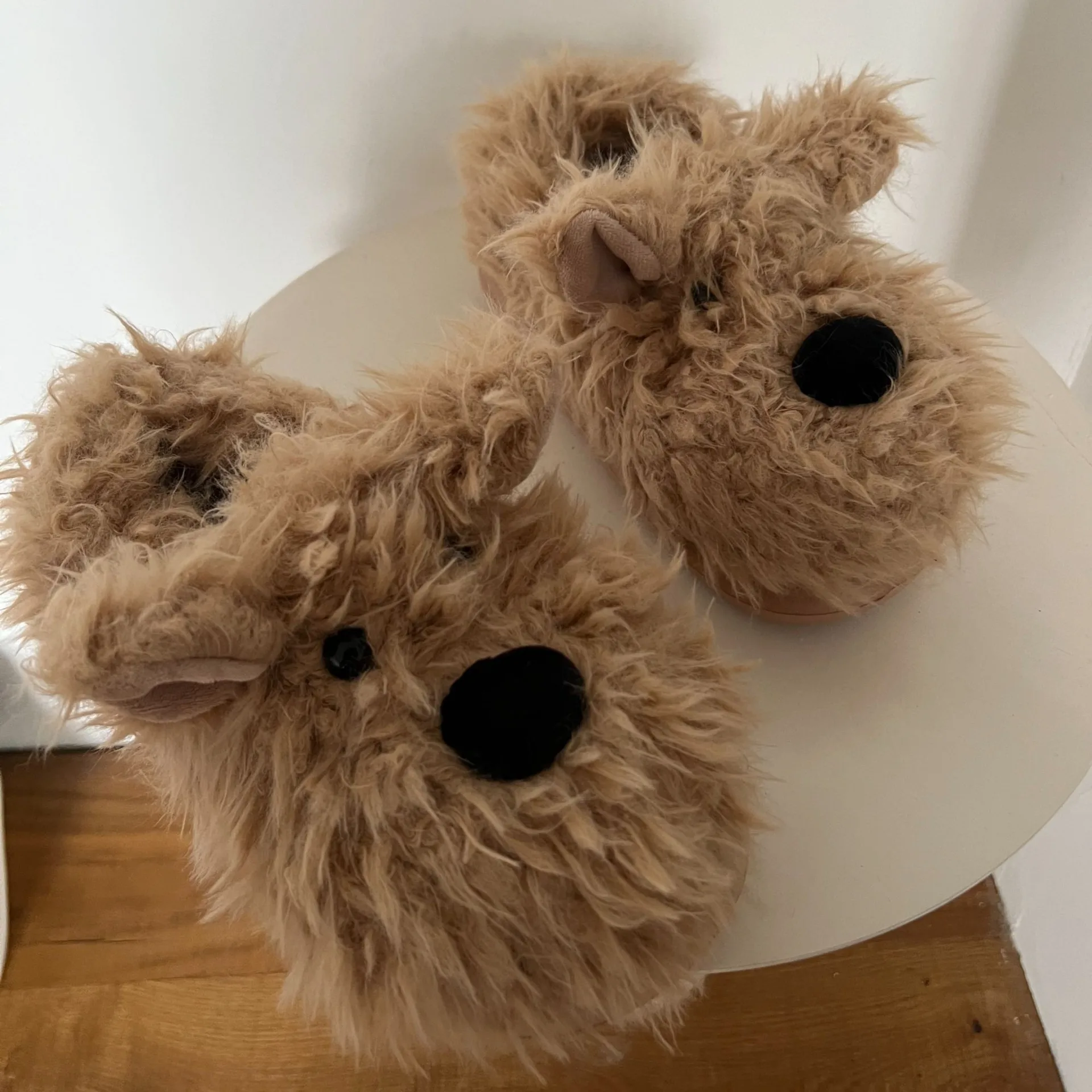 Cute Dog Fuzzy Animal Plush Lady Cartoon Slippers Warm Home Indoor Winter Shoes Fashion Fur Slippers For Women
