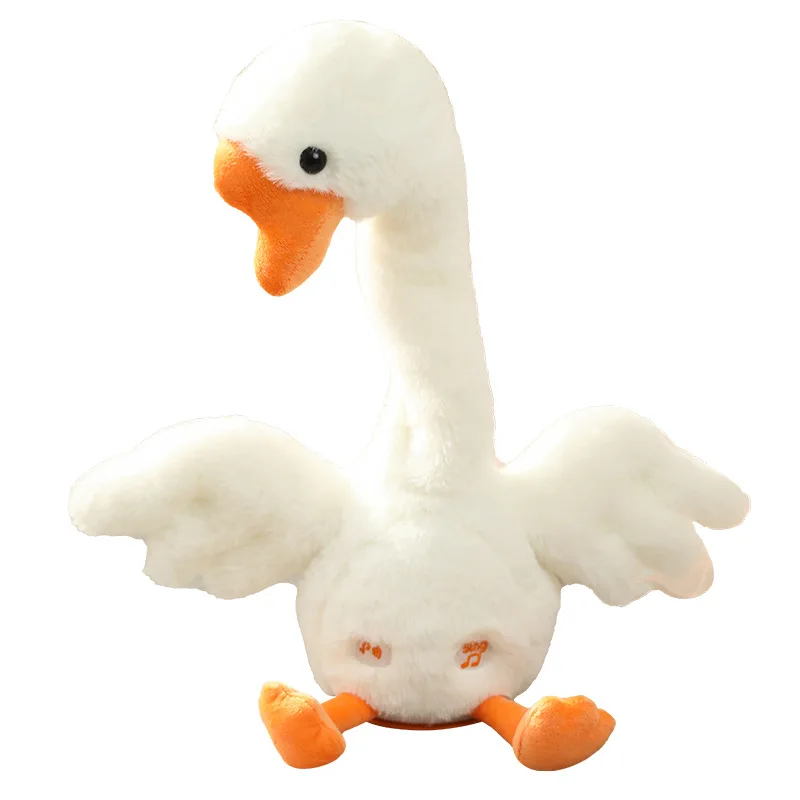 Leemook Electronic Dancing Singing Songs Talk Sound Record Repeat Plush Doll Toys Electric Plush Toy White Goose