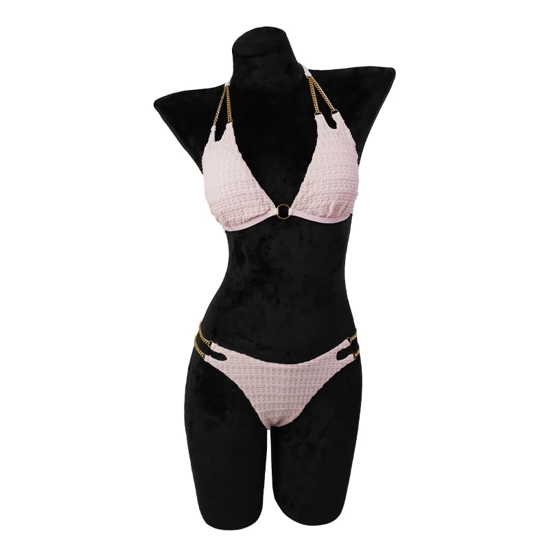 New Chain Split Swimsuit Women Sexy Mirco Bikini Sets Hollow Out Swimwear Lace up Bathing Suit Brazilian Beachwear Biquini